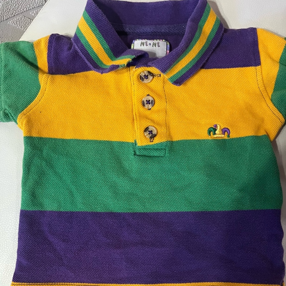 Mardi Gras Striped Kids Polo Shirt
